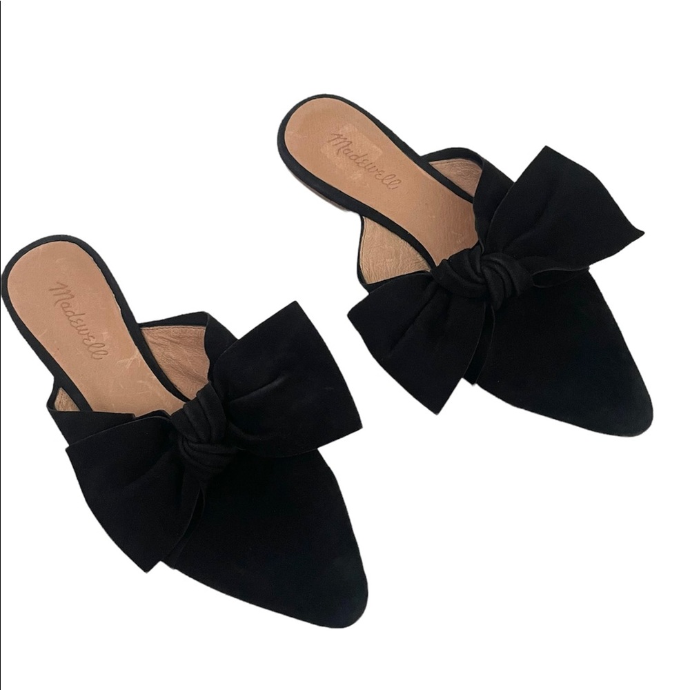 Madewell Black Suede Remi Bow Flats- size 8.5